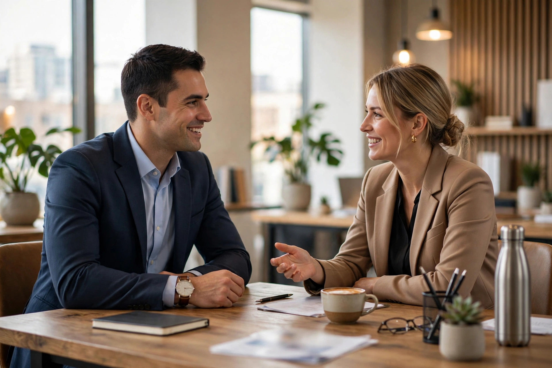 Job interview scene — candidate in a professional interview setting